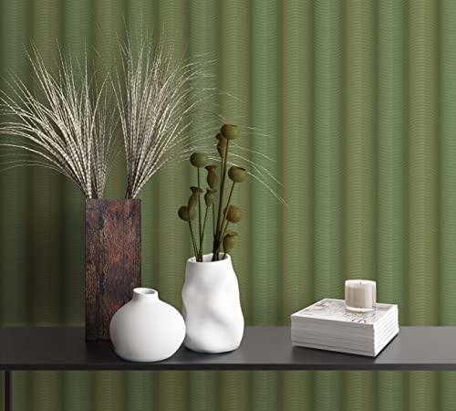 marburg Tapete Grün Streifen Grafisch für Schlafzimmer Wohnzimmer oder Küche Made in Germany 10,05 x 0,70m