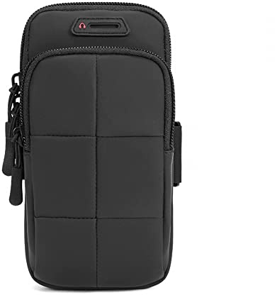 Armtasche, Wasserdicht Handytasche, Doppeltaschen, Verstellbare Handy Sportarmband mit Kopfhörerkabel-Management-Anschluss für Fitnessstudio, Joggen, Fitness, Yoga oder Outdoor-Aktivitäten