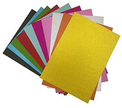Vrandu Lot de 10 feuilles de papier cartonné pailleté sans poudre couleurs assorties pour loisirs créatifs 250 g/m² Format A4