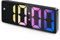 Criacr Digitaler Morgenwecker, Digitale Uhr mit LED-Display, Anzeige von Temperatur und Datum, mit Snooze-Funktion, Sprachsteuerung, Stromversorgung über USB/Akku, schwarzes Gehäuse und Bunte Ziffern