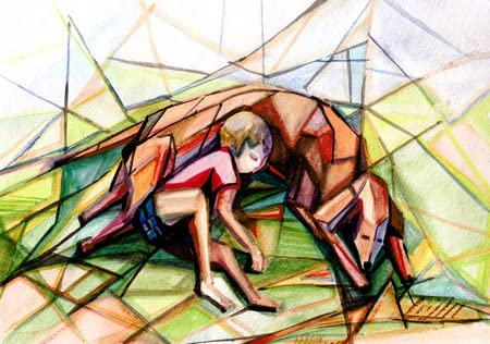 adrium Acryl-Bild 40 x 30 cm: Kubismus. Junge und Hund abgestuft und schlafen(33717310)