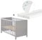 roba 2 in 1 Babybett 60 x 120 cm + safe asleep Matratze - Gitter- & Beistellbett 6-fach Höhenverstellbar - 5 Schlupfsprossen - Holz grau/taupe
