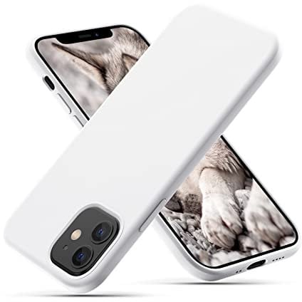 CALOOP Liquid Silicone Case Designed for iPhone 12 Mini Case 5.4 inch, Full Body Protective Covered Silky-Soft Anti-Scratch Gel Rubber Slim Shockproof Cover with Microfiber Lining, White