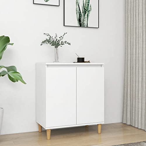 WIFESE Sideboard mit Massivholz-Beinen Weiß 60x35x70 cm Komodenschrank KüChenschrank Komode Schrank Klein Flurschrank Schrank Mit Schubladen Schrank Schmal Wohnzimmer Küche Flur Sideboard