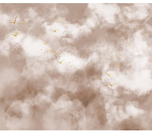 murando Fototapete Premium-Vlies Himmel 100x70cm Foto Tapete Schlafzimmer Wohnzimmer Moderne Vliestapete XXL Wandtapete Motivtapeten Bildtapete 3d Effekt Wand Dekoration Wolken Vögel beige wie gemalt