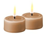 Deluxe Homeart Indoor Flameless LED Tealight Set - with Real Flame™ Technology - Battery Powered Candle (Caramel)