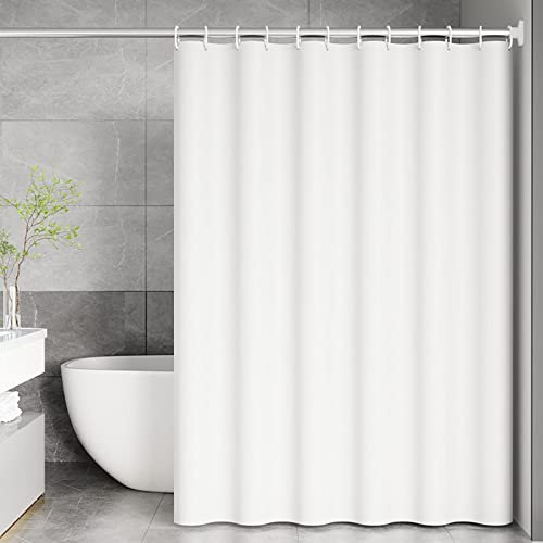 Rideau Douche, 80x180cm, Simple Moderne, Blanc, PEVA, Rideau De Douche Anti-moisissure avec Anneaux