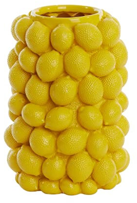 Light & Living Vase Zitrone, Polyresin, Gelb, 33 cm hoch, Ø 23 cm