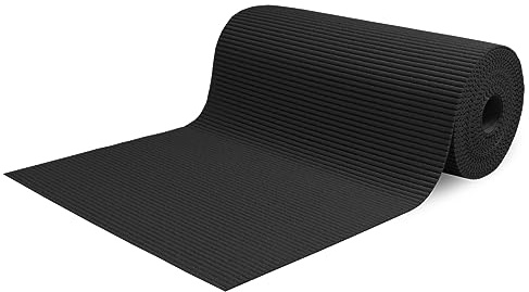Meterware, für den Außenbereich, Flur, Pool, Läufer, rutschfest, Mehrzweck, saugfähig, Frottee, Aquamat, einfarbig (300 x 65 cm, Schwarz)