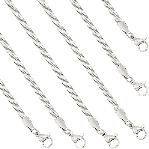 PH PandaHall Sliver Flache Schlangenkette Für Damen Fischgräten Halskette 304 Edelstahl Halskette Stapelbare Halsketten Für Geschenk Hochzeit Valentinstag Geburtstag Weihnachten Muttertag 3mm