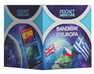 Cranio Creations - Pocket Memo Line - Flaggen Europas, eine Neue Art zu Spielen und zu Lernen mit dem Memory, Ausgabe in Italienischer Sprache