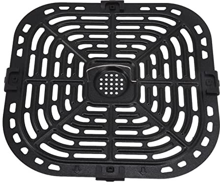 Heißluftfritteusen Grillpfanne, Quadratische Heißluftfritteusen Grill Und Crisper Platte, Edelstahl Fritteusen Ersatz Muschelplatte Luftfritteusen Grillpfanne Rostgitter, 24 x 23 cm