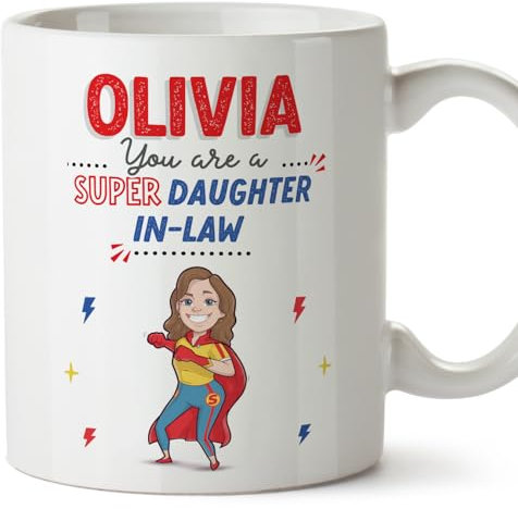 MUGFFINS Personalised Mug for Daughter in Law - in English - You are Super! - Funny Custom Gift - Ceramic 11oz Mug