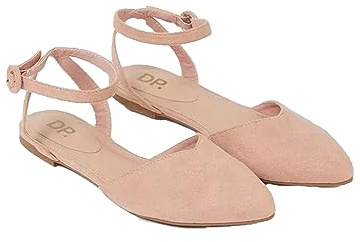 Dorothy Perkins Women’s Poppy Pointed Ankle Strap Ballet Pumps Blush