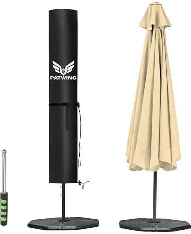 PATWING Funda Protectora para Sombrilla,Funda Sombrilla Jardin Impermeable,Jardin Impermeable,Resistente 600D Oxford,Parasol Cover Patiode Parasol(240*57*57/57cm 600D)