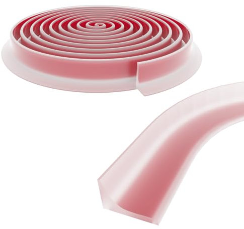 Barrière de Douche Pliable Silicone - Seuil de Douche Barrage D'Eau Autocollante, 500CM Joint Porte Douche Barriere de Douche Anti Débordement pour Baignoire, Coins, Évier(Transparent)