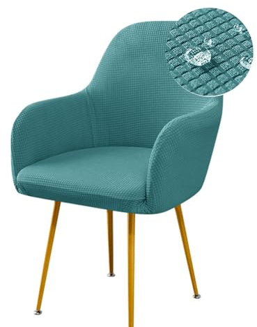 Highdi Stretch Stuhlhussen mit Armlehne aus Jacquard Wasserdichter Stuhlbezug Hussen für Esszimmerstühle Sesselbezug Waschbar Universal für Esszimmer Hotel Bankett Deko (4er Set,Türkis)