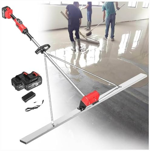 Outil vibrant pour béton,kit vibrant pour chape en béton électrique,règle de nivellement de surface en béton alimentée par batterie, Structure Fixe Triangulaire pour Chape en béton ,1.5M,2battery