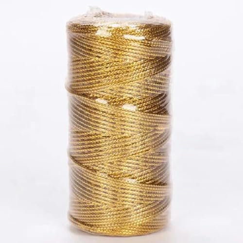 Corda di cotone da 2 mm 100 m Corda di cotone per nodi Forniture per macramè Appendiabiti da parete Decorazione Corda per macramè-Filo dorato-2mm 100 metri