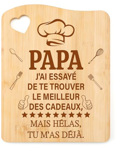 Tulolvae Cadeau Papa, Planche à Découper en Bambou, Cadeaux Anniversaire Noel Fete des Peres Original Idee pour Pere Homme de Fille Fils, Cadeaux Fête des Pères
