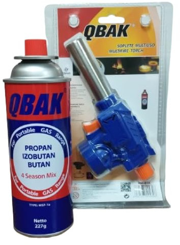 UBOON - Pack Soplete + Cartucho Gas (227g) | Antorcha Ajustable con Adaptador y Encendedor - Ø 22mm | Multiusos: Flambear Crema Catalana, Caramelizar, Encender Barbacoas, Descongelar Tuberías y Más |