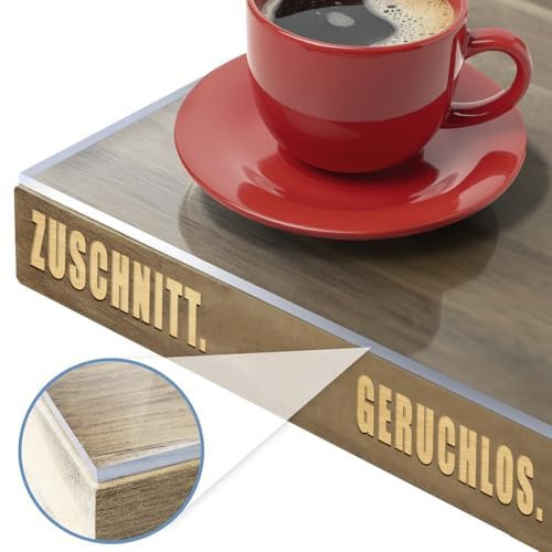 KARAT Transparente Tischfolie mit gerader Kante - Tischdecke nach Maß, Größe wählbar - Folie, Schutzfolie glasklar, Tischschutz (Crystal, B:90 x L:60 cm)