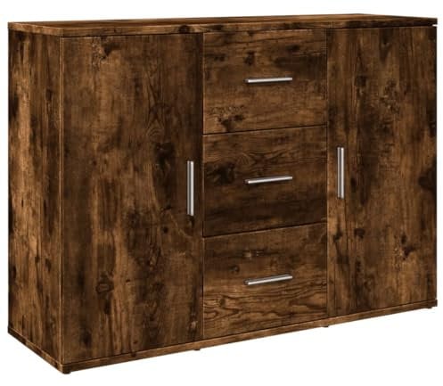 vidaXL Sideboard, Kommode mit Schubladen Türen Griffen, Beistellschrank für Wohnzimmer Flur, Anrichte Highboard, Räuchereiche Holzwerkstoff