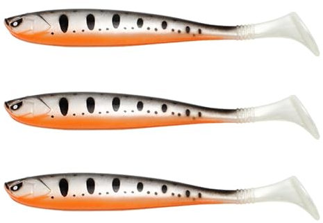 Duroecsain Kit de leurres de pêche au Bar, leurres de pêche pour Eau Douce et Eau salée - Appâts de Poisson Souples en PVC à Queue en T,Swimbait réaliste, leurres de Bar Souples leurres de Bar