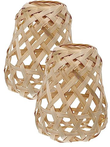 MAGICLULU 2 Piezas Pantalla De Bambú Pantalla De Lámpara Sin Cuello Luz De Mimbre Cubierta De Luz De Techo De Mimbre Cubiertas De Luz De Techo Cubierta De Luz De Sauce Khaki Tejido De Bambú
