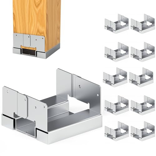 10 Pcs 6x6 Post Anchor Base Adjustable Wood Post Brackets, Metal Base Holder for Concrete for Deck Patio/Gazebo/Pergola