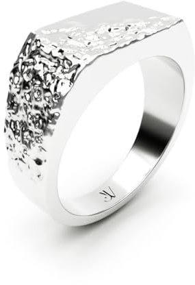 JVillion Abstrakter Silberring Herren Schmuck Siegelring Streetwear Modeschmuck Geschenkidee Männer (62mm - L)