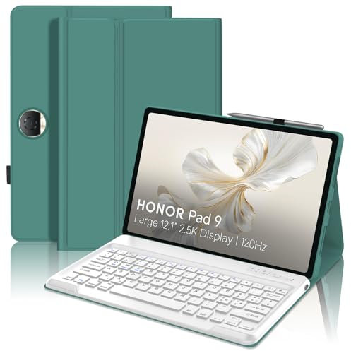 JADEMALL Custodia con Tastiera per Honor Pad 9 12.1 Pollici 2024, Italiana QWERTY Wireless Bluetooth Tastiera Magnetica Staccabile per Honor Pad 9 12.1, Verde scuro