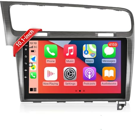 Android 14 Autoradio für Golf 7 2013-2017 Stereo kabelloses Carplay und Android Auto 10,1-Zoll-Touchscreen mit EQ DSP WiFi GPS FM RDS Mirror Link Split Screen AHD Rückfahrkamera(Color:8 CORE 8+128G)