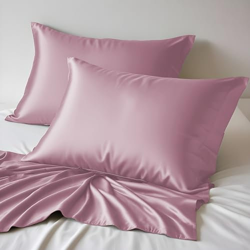 LINENWALAS Juego de 2 fundas de almohada de bambú 100 % orgánico, fundas de almohada refrescantes tamaño King de 50 x 90 cm con cierre de sobre, fundas de almohada de seda de bambú suaves de alta