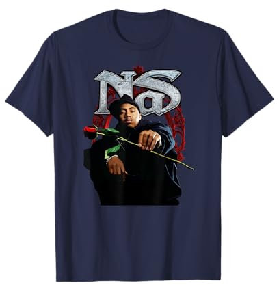 Nas Red Rose Hip Hop Rapper Ritratto Stampa Maglietta