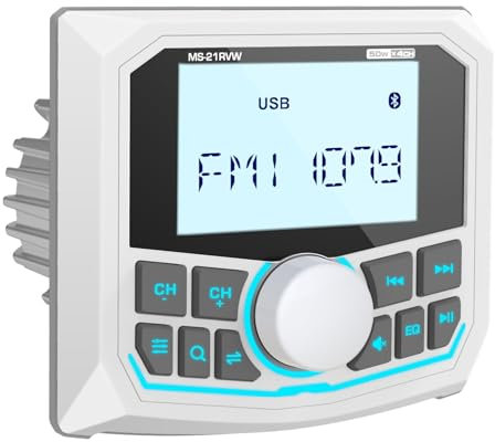 Bluetooth Boat Radio Receiver Waterproof: DOVOX Marine Gauge Stereo for Boat - 2.8 Inch LCD Display AM FM USB AUX Subwoofer for Golf Cart ATV UTV SXS Yacht