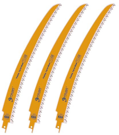 PAYA PYR15CJ Lot de 3 lames de scie sabre, 300 mm, 6TPI, dents japonaises, pour bois, coupe d'arbre et travail de bûcheron, lame pendulaire, avec bord incurvé, utilisation universelle