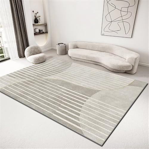 RUGMRZ Tapis Bureau Gaming Pas Chere 200x290CM Grand de Salon Gris rayé Moderne Chaise Sol