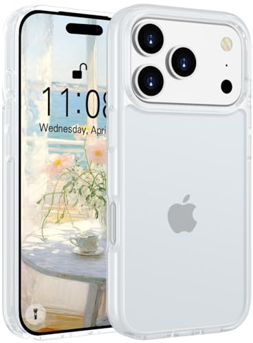 Andwing Hülle für iPhone 17 Pro 6,3 Zoll Transparent | Militärstandard FallSchutz Handyhülle,Mattierte Durchscheinende Rückseite Schutzhülle,Anti-Fingerabdruck Kratzfest Haltbar