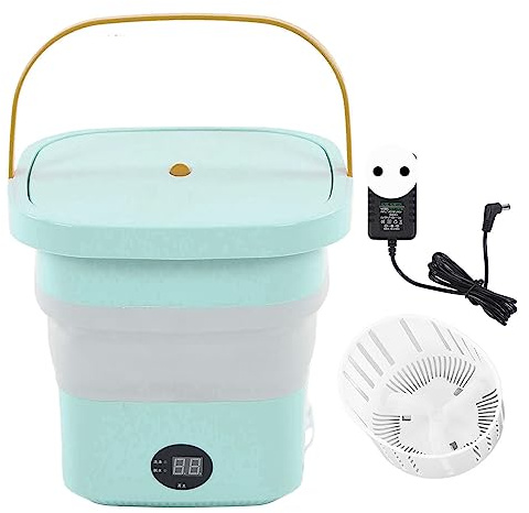 Tnfeeon Erweiterte Kompakte Faltmaschine mit Spintrockner Effizienter Wäschemaschine für Home & Outdoor -Nutzung Mini Tragbarer Eimer -Waschmaschine (EU-Stecker)