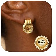 Chriscoco Statement Ohrringe Silber 925 Goldene Knoten Ohrringe Damen 14K Vergoldete Hypoallergene Leicht Ohrring Hängend Schmuck Geschenke für Frauen - mit Schmuckbox