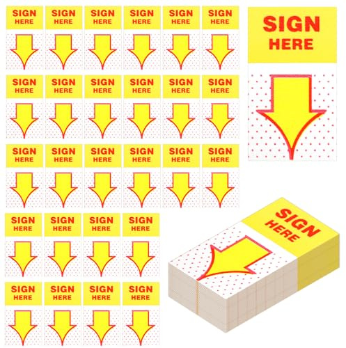 500Pcs Sign Here Stickers Sign Here Labels Easy to Post | Sign Here Tabs Yellow Flags Arrows Labels Stickers Flags Tab for Book Annotation Office Documents Notebooks Supplies