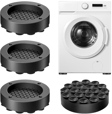 4 Pied Anti Vibration Machine a Laver Réduire Le Bruit et Les Vibrations | Tapis Anti Vibration Machine à Laver Amortisseur pour Stabiliser les Machines à Laver et les Sèche Linge (Noir)