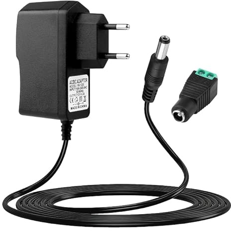 Alimentation LED 12V 2A, Transformateur Entrée AC 100-240V 50/60Hz Universelle Adaptateur Secteur, Prise EU Chargeur Jack 5.5 x 2.1 mm avec Fiche DC pour Bandes LED, CCTV Caméra, TV Box, Routeurs