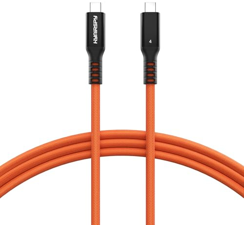 HYairspy 40Gbps Thunderbolt 4 Cable 10ft USB C to USB C Cable, 240W(5A) Charging Cord, Braided Type C Cable Compatible for Dual 8K/4K Display, USB4, SSD, eGPU, Mac Studio/mini, iPhone,Orange