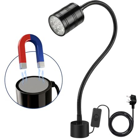 Lamptobe 5W Magnetic Work Light,6000k Machine LED Work Light with Flexible Gooseneck and Magnetic Base,Shop Tool Lamp for Work Bench,Lathe,Sewing Machine,Grill,Shop,Industrial Lighting