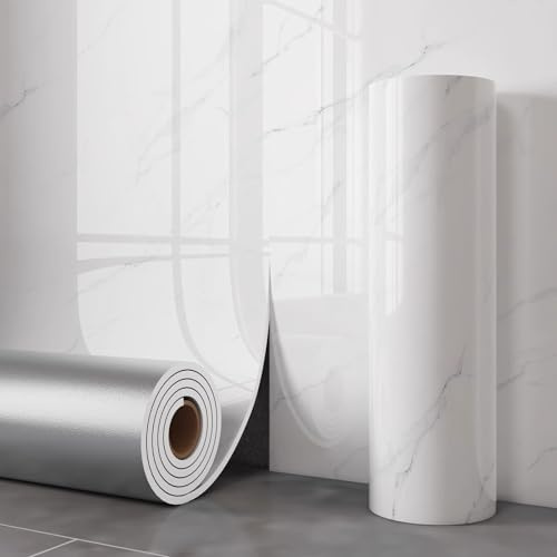 Vllentin Panneau Mural PVC Effet Marbre,Panneau Mural Salle De Bain,Panneau PVC Mural Effet Marbre,AdhéSive ImperméAble Et RéSistante Chaleur,DéCoupables,pour Bain,Salon
