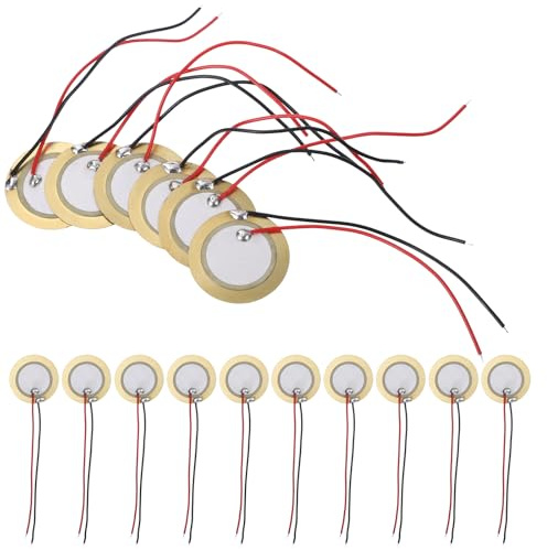 20 Stück 20 mm Piezoscheiben mit Leitungen, Wandler, Kontaktmikrofon, Trigger, Schallsensor, akustisches Mikrofon, Piezo-Tonabnehmer-Elemente für Mikrofone, Trigger, Tonabnehmer, CBG-Gitarre