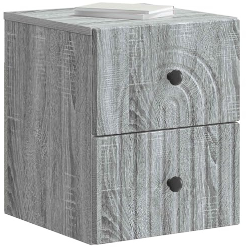 vidaXL Wandmontierter Nachttisch 2 pcs Graues Sonoma 33 x 34,5 x 40 cm, Vintage Wohnzimmer, praktische Wand-Einheit, platzsparende Schlafzimmeraufbewahrung, kompakter Nachtschrank