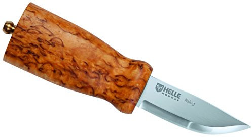 Luminoso Adulti Modello 55 nying, Tre Strati di Acciaio Damasco, masurische Betulla, Fodero in Pelle Caccia/Outdoor Coltello, Legno, 16.5 cm